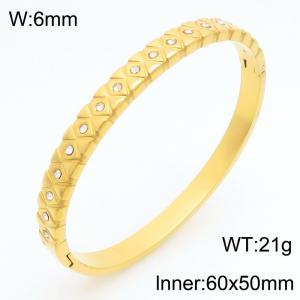 Stainless Steel Stone Bangle - KB211029-KSZ
