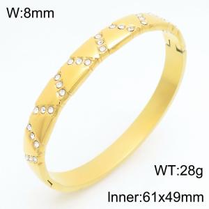 Stainless Steel Stone Bangle - KB211031-KSZ