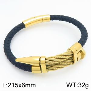 Stainless Steel Leather Bracelet - KB211224-KFC