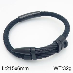 Stainless Steel Leather Bracelet - KB211226-KFC