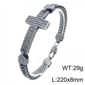 Stainless steel chain paired with cross bracelet, fashionable jewelry - KB212521-KFC