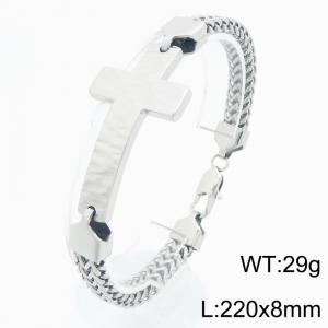 Stainless steel chain paired with cross bracelet, fashionable jewelry - KB212524-KFC