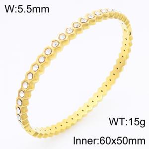 Stainless Steel Stone Bangle - KB213065-KSZ