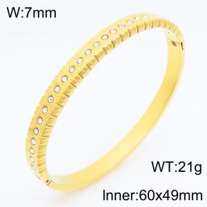 Stainless Steel Stone Bangle - KB213074-KSZ