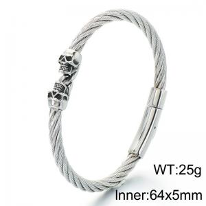Stainless Skull Bangle - KB214259-LU