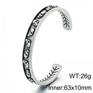 Stainless Skull Bangle - KB214386-LU