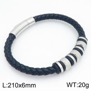 Stainless Steel Leather Bracelet - KB214738-SJ