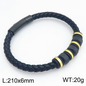 Stainless Steel Leather Bracelet - KB214739-SJ