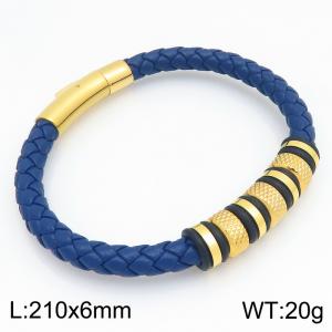 Stainless Steel Leather Bracelet - KB214740-SJ