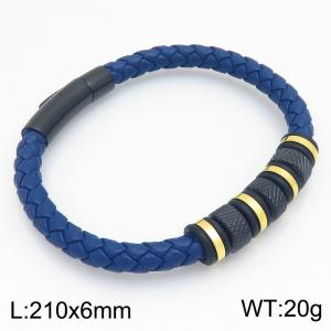 Stainless Steel Leather Bracelet - KB214741-SJ