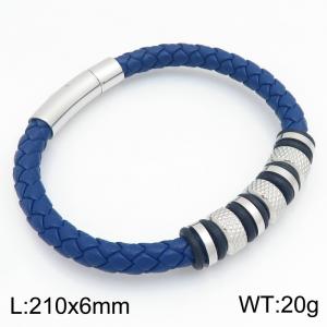 Stainless Steel Leather Bracelet - KB214742-SJ