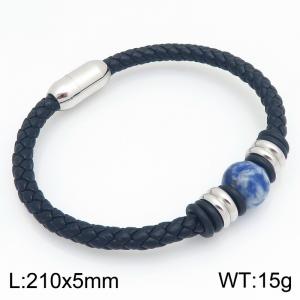 Stainless Steel Leather Bracelet - KB214745-SJ