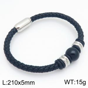 Stainless Steel Leather Bracelet - KB214746-SJ