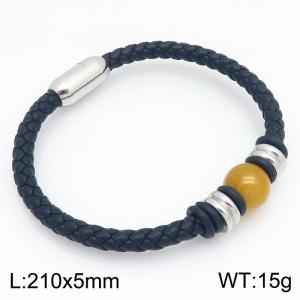 Stainless Steel Leather Bracelet - KB214750-SJ