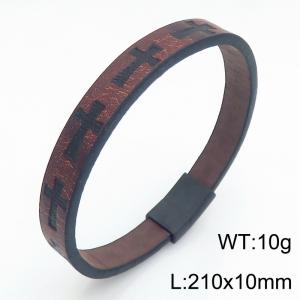Stainless Steel Leather Bracelet - KB214759-SJ