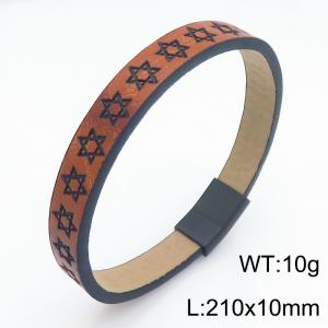 Stainless Steel Leather Bracelet - KB214760-SJ
