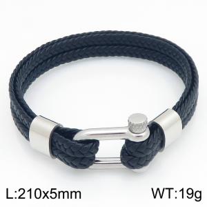 Stainless Steel Leather Bracelet - KB214766-SJ