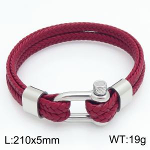 Stainless Steel Leather Bracelet - KB214767-SJ