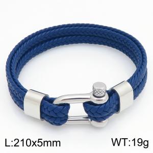 Stainless Steel Leather Bracelet - KB214768-SJ