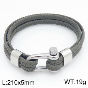 Stainless Steel Leather Bracelet - KB214769-SJ