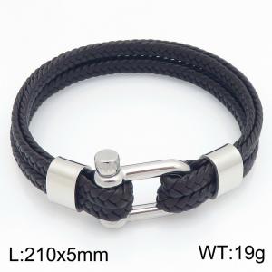 Stainless Steel Leather Bracelet - KB214770-SJ