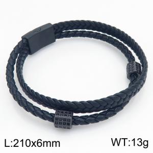 Stainless Steel Leather Bracelet - KB214771-SJ
