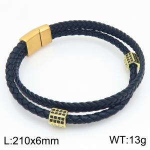 Stainless Steel Leather Bracelet - KB214773-SJ