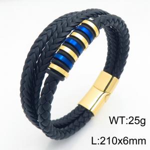 Stainless Steel Leather Bracelet - KB214774-SJ