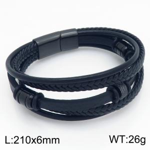 Stainless Steel Leather Bracelet - KB214781-SJ