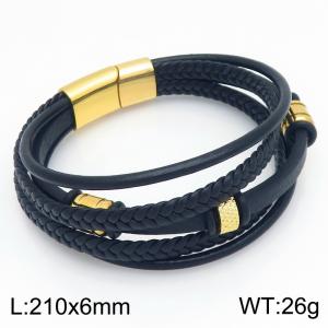 Stainless Steel Leather Bracelet - KB214782-SJ