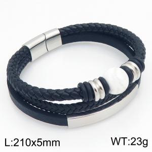 Stainless Steel Leather Bracelet - KB214788-SJ