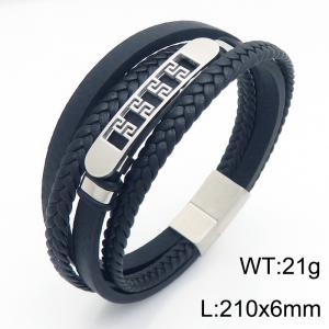 Stainless Steel Leather Bracelet - KB214793-SJ