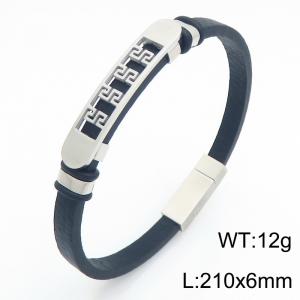 Stainless Steel Leather Bracelet - KB214794-SJ