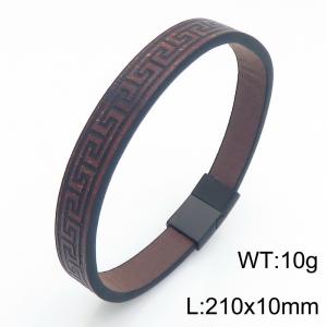 Stainless Steel Leather Bracelet - KB214795-SJ