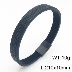 Stainless Steel Leather Bracelet - KB214796-SJ