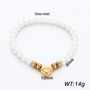 Fashion glass bead stainless steel heart-shaped bracelet - KB214807-Z