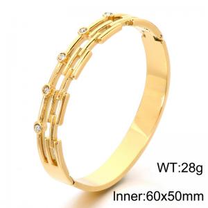 Stainless Steel Stone Bangle - KB214842-SP