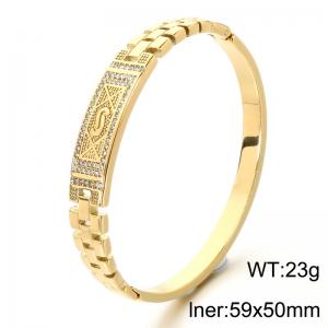 Stainless Steel Stone Bangle - KB214854-SP