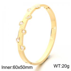 Stainless Steel Stone Bangle - KB214857-SP