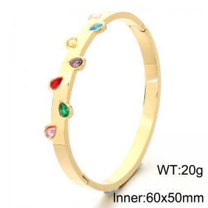 Stainless Steel Stone Bangle - KB214863-SP