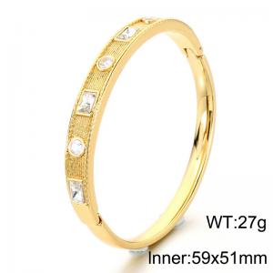 Stainless Steel Stone Bangle - KB214864-SP