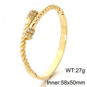 Stainless Steel Stone Bangle - KB214865-SP