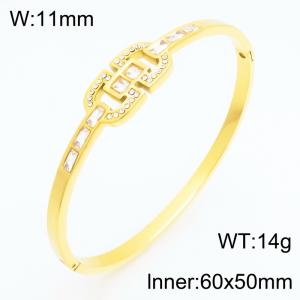 Stainless steel water crystal bracelet with gold plating, suitable for daily wear by women - KB215268-KSZ