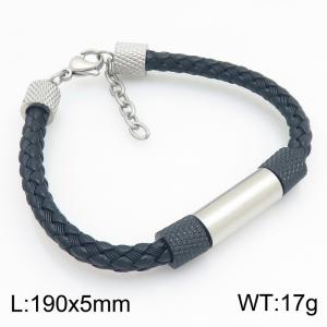 Stainless Steel Leather Bracelet - KB215386-JR