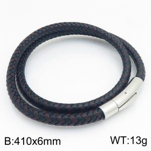 Stainless Steel Leather Bracelet - KB215389-JR
