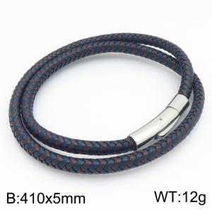 Stainless Steel Leather Bracelet - KB215395-JR