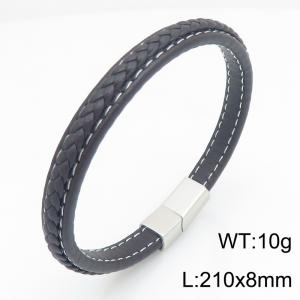 Stainless Steel Leather Bracelet - KB215432-JR