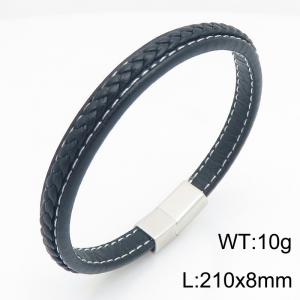 Stainless Steel Leather Bracelet - KB215435-JR