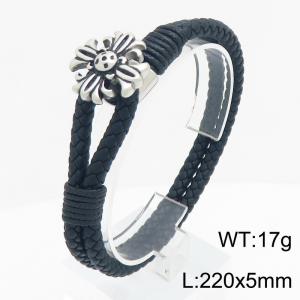 Stainless Steel Leather Bracelet - KB215440-JR