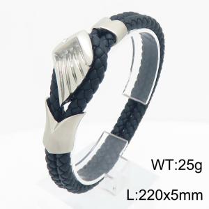 Stainless Steel Leather Bracelet - KB215441-JR